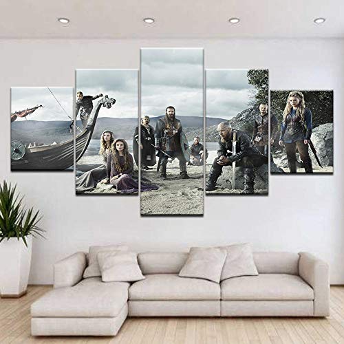 ADGUH 5 Bilder Leinwan5 hochauflösend gedruckte TV-Serien Viking Poster Home Wanddekoration Gemälde auf Leinwand für Familien Wohnzimmer5 Drucke auf Leinwand - 3