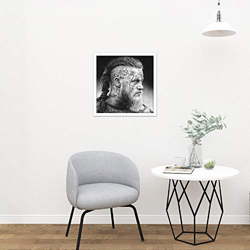 Ragnar Vikings Warrior Wayne Maguire Square Wooden Framed Wall Art Print Picture 16X16 Inch Krieg Holz Wand Bild - 2