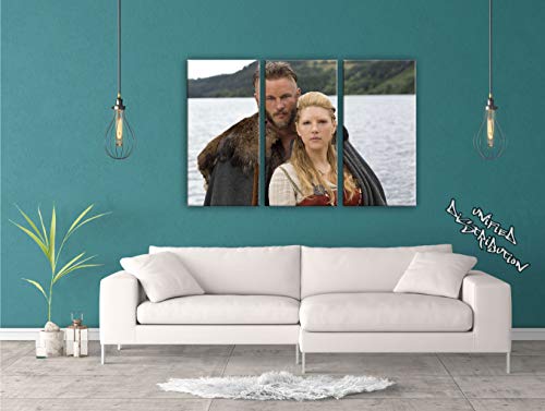 Unified Distribution Vikings Serie Ragnar & Lagertha - Dreiteiler (120x80 cm) - Bilder & Kunstdrucke fertig auf Leinwand aufgespannt und in erstklassiger Druckqualität - 2