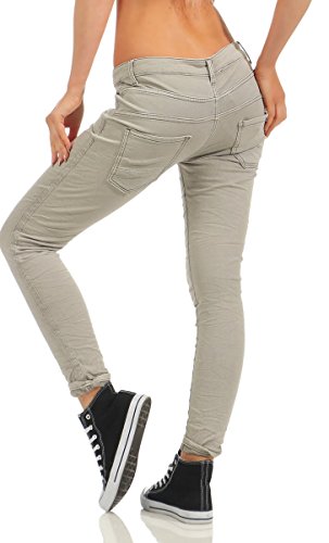 Lexxury 10747 Fashion4Young Damen Jeans Röhrenjeans Hose Boyfriend Style Damenjeans Baggy (Grau-, XS=34) - 