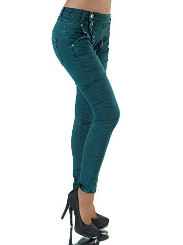 Damen Jeans Hose Boyfriend Damenjeans Harem Baggy Chino Haremshose L368, Größen:40 (L), Farben:Grün - 