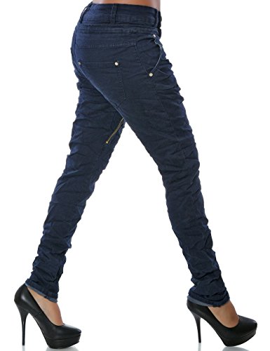 Daleus Damen Boyfriend Jeans Hose Reißverschluss Knopfleiste No 14145 Navy 34 / XS - 