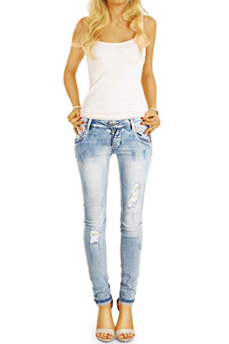 be Styled Damenjeans, Destroyed, Enge röhrige Hüftjeans Skinny Slim Damen, zerrissen j18r 38/M - 