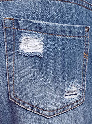 oodji Ultra Damen Boyfriend Jeans in Used-Optik, Blau, 26W / 32L (DE34 = EU36 = XS) - 