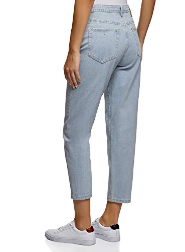 oodji Ultra Damen Jeans Mom Fit mit Hohem Bund, Blau, 26W / 32L (DE34 = EU36 = XS) - 