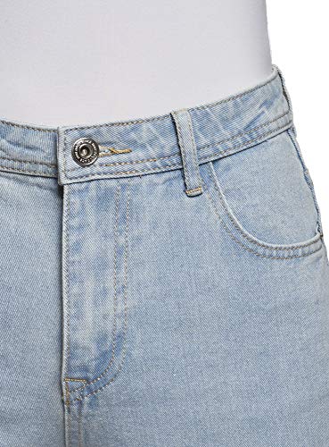 oodji Ultra Damen Jeans Mom Fit mit Hohem Bund, Blau, 26W / 32L (DE34 = EU36 = XS) - 