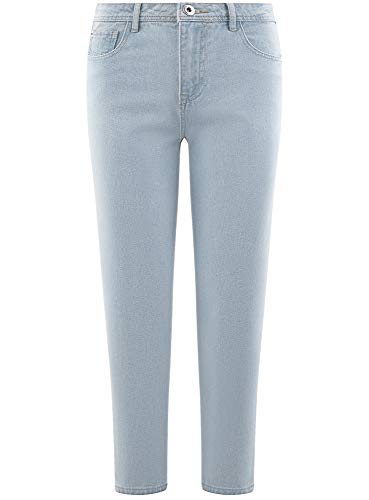 oodji Ultra Damen Jeans Mom Fit mit Hohem Bund, Blau, 26W / 32L (DE34 = EU36 = XS) - 