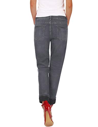Fraternel Damen Jeans Hose Boyfriend Baggy Stretch Relaxed Grau XS / 34 - W27 - 