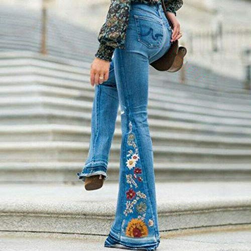 Vertvie Damen Jeans Bootcut Jeanshose Mit Hohem Bund Casual Lange Mode Hose Weite Schlaghosen Retro Stil Denim Hose (EU 36, Z-Hellblau) - 