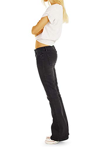 bestyledberlin Superstretch Bootcut Jeans Hose - Damen Schlagjeans in lockerer Loose Fit Passform - j04m 34/XS - 