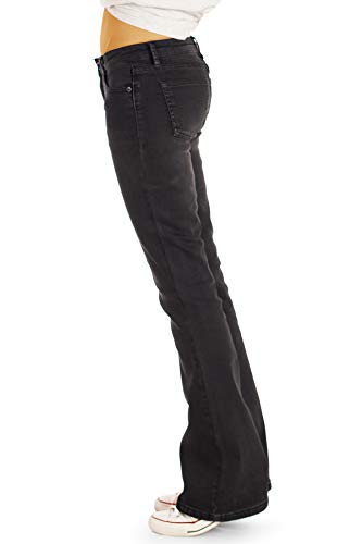 bestyledberlin Superstretch Bootcut Jeans Hose - Damen Schlagjeans in lockerer Loose Fit Passform - j04m 34/XS - 