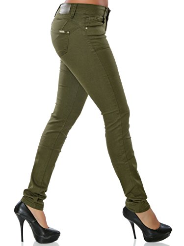 Damen Skinny Jeans Hose Push-up DA 15837 Khaki XS / 34 - 