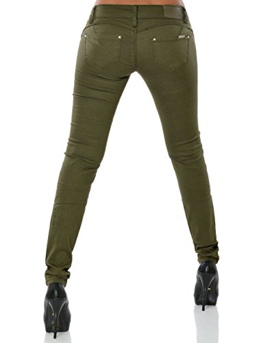 Damen Skinny Jeans Hose Push-up DA 15837 Khaki XS / 34 - 