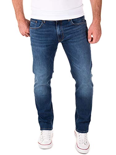 Jeans Hose für Männer - dunkel Blaue Denim Stretch Hose Röhre Dark Denim