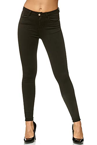 Elara Damen Slim Fit Hose Highwaist Jeans Chunkyrayan Schwarz