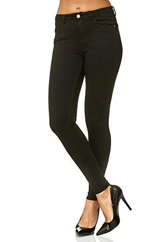 Elara Damen Slim Fit Hose Highwaist Jeans Chunkyrayan H619-16 Black 34 - 