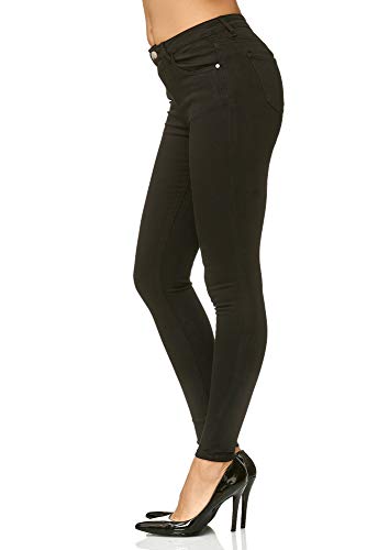 Elara Damen Slim Fit Hose Highwaist Jeans Chunkyrayan H619-16 Black 34 - 