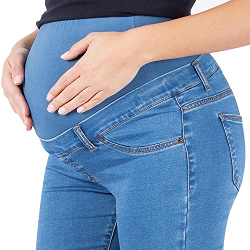 MAMAJEANS Skinny Fit Umstandsjeans, Grundlegende Jeggings Einfach Und Super Elastisch, Bequem Und Modisch Jeans für Schwangerschaft - Made in Italy (XS, Hell) - 