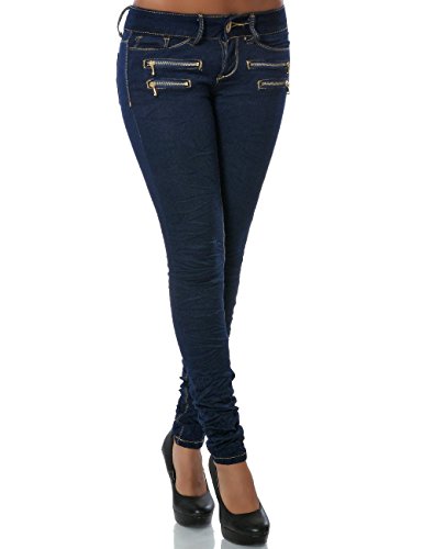 Damen Jeans Hose Skinny (Röhre weitere Farben) No 14089, Farbe:Navy;Größe:36 / S - 