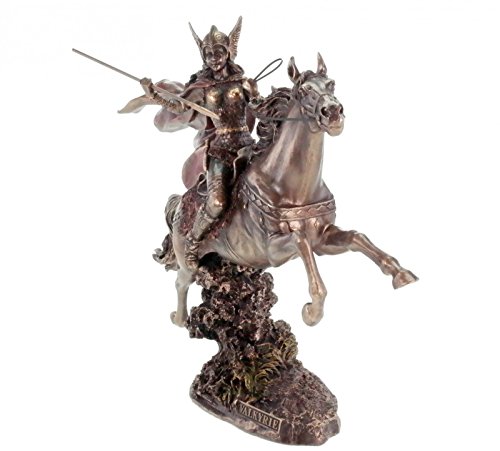 Veronese Figur Walküre auf Pferd mit Speer bronziert Schildjungfer Odin - 