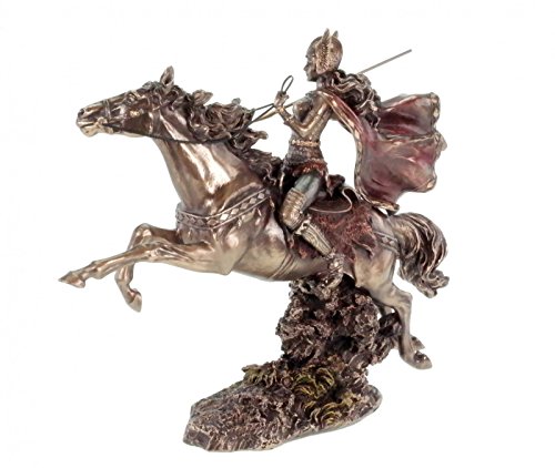 Veronese Figur Walküre auf Pferd mit Speer bronziert Schildjungfer Odin - 