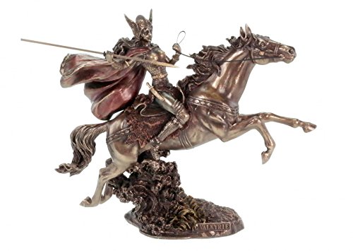 Veronese Figur Walküre auf Pferd mit Speer bronziert Schildjungfer Odin - 