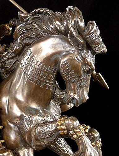 Odin Figur auf achtbeinigem Pferd Sleipnir - Göttervater Wikinger Statue - 