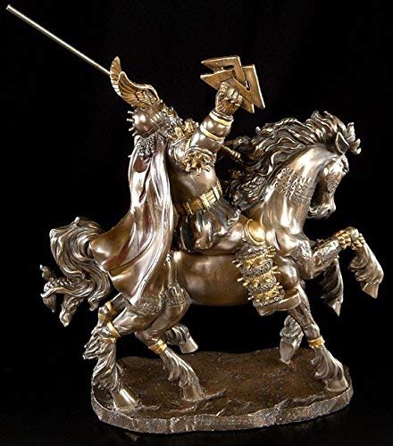 Odin Figur auf achtbeinigem Pferd Sleipnir - Göttervater Wikinger Statue - 