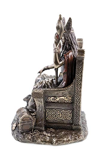 Veronese 708-7432 Germanische Göttin Frigga Frau Odins auf Thron Frigg Odin bronziert Figur - 