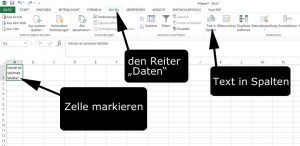 excel zelle aufteilen