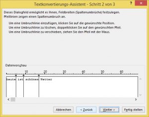 excel zelle teilen nach leerzeichen