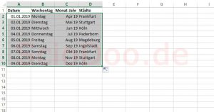 excel benutzerdefinierte liste beispiel