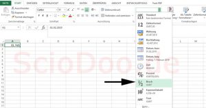 excel bruch darstellen