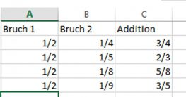 excel brüche darstellen