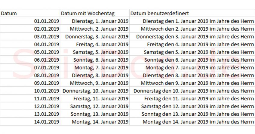 Excel Tabelle Tag Und Datum Fortlaufend Excel Datum