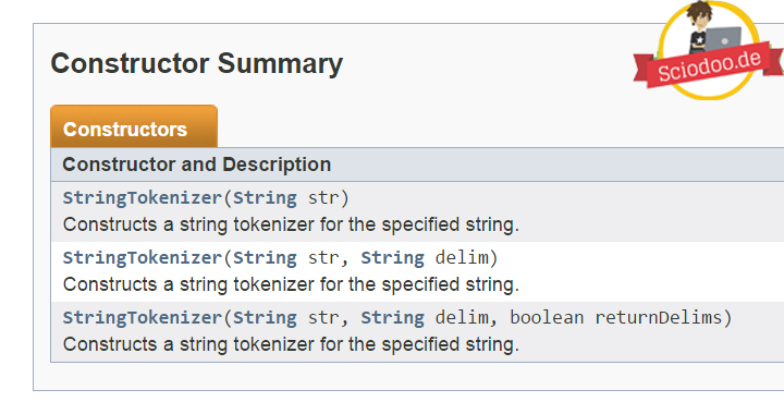 Java-StringTokenizer-Konstruktoren
