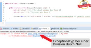 Java-Try-und-Catch-Division-durch-0-Exception