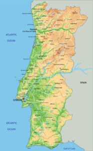 Portugal Reliefkarte mit Gebirgen