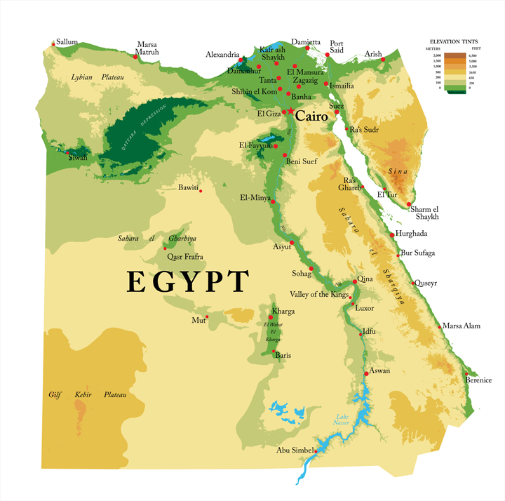 physikalische karte ägypten
