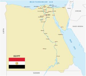 Ägypten Karte mit Flüssen und Seen
