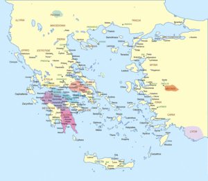 Karte vom Antiken Griechenland zu Zeiten Homers