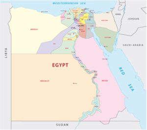 Karte der politischen Verwaltung Ägyptens mit Provinzen