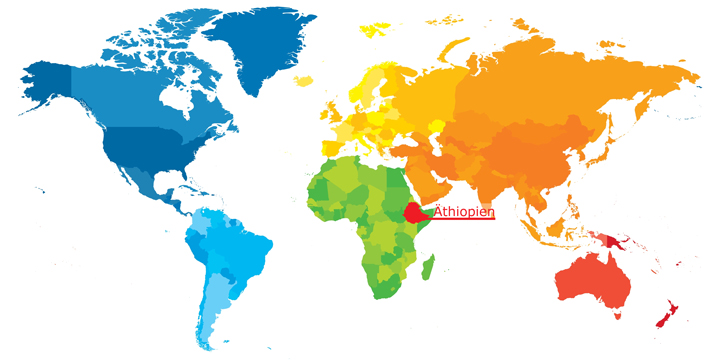 wo befindet sich äthiopien weltkarte