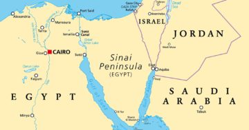 Der Golf von Suez ist der westliche, im Bild der linke, Ausläufer des Roten Meeres