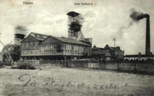 Zeche Radbod: Postkarte, 1908, mit der Handschrift „Die Unglückszeche“