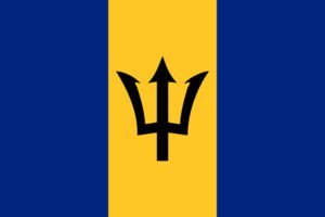 Barbados Flagge in Gelb und Blau mit schwarzen Dreizack
