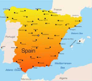 Karte Spaniens mit größten Städten