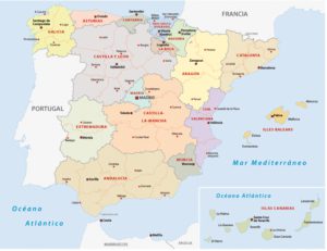 Politische Karte Spaniens mit Regionen und Verwaltungseinheiten