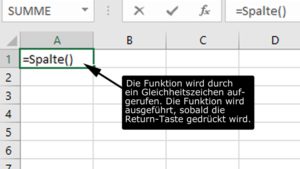 excel spalte funktionsaufruf