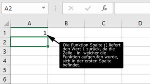 excel spalte rückwert der funktion